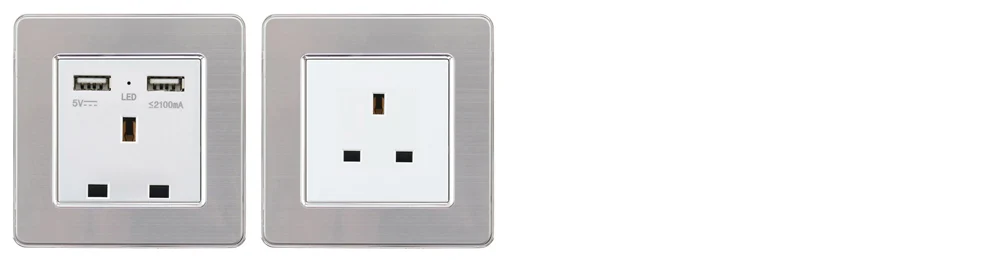 Atlectric стандарт Великобритании розетка из нержавеющей стали Панель розетка с двумя usb-портами розетка адаптер для настенной розетки