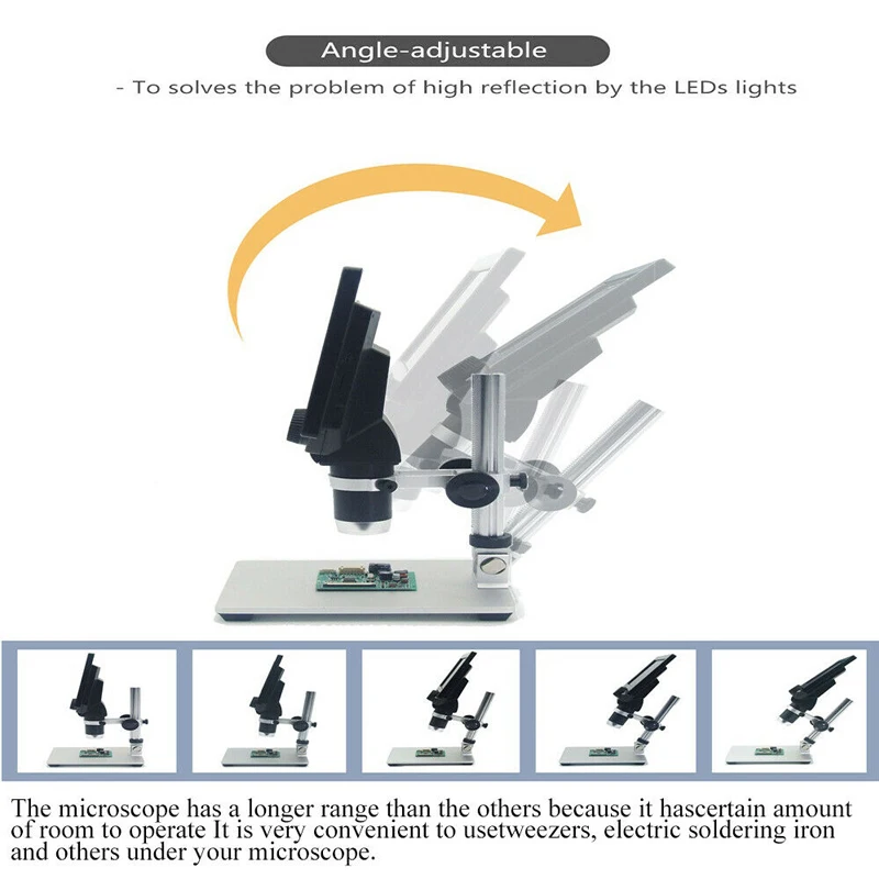 US $68.84 G1200 Electronic Digital Microscope 12MP 7 Inch Large LCD Display Soldering Continuous Amplification Magnifier Tool Phone Repair