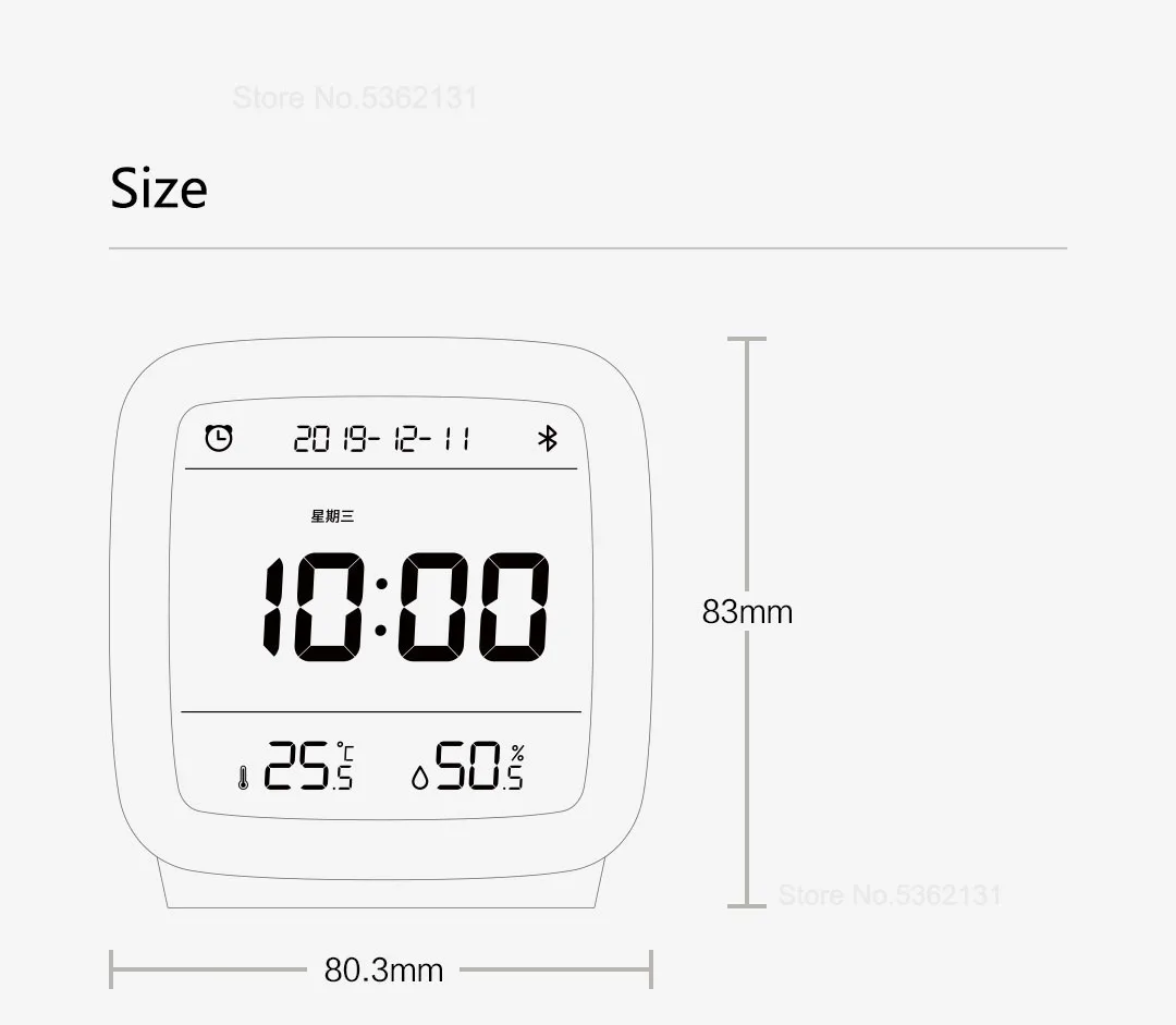 Xiaomi Qingping Bluetooth будильник мониторинг температуры и влажности Ночной светильник с дисплеем ЖК-экран работа с Mijia App