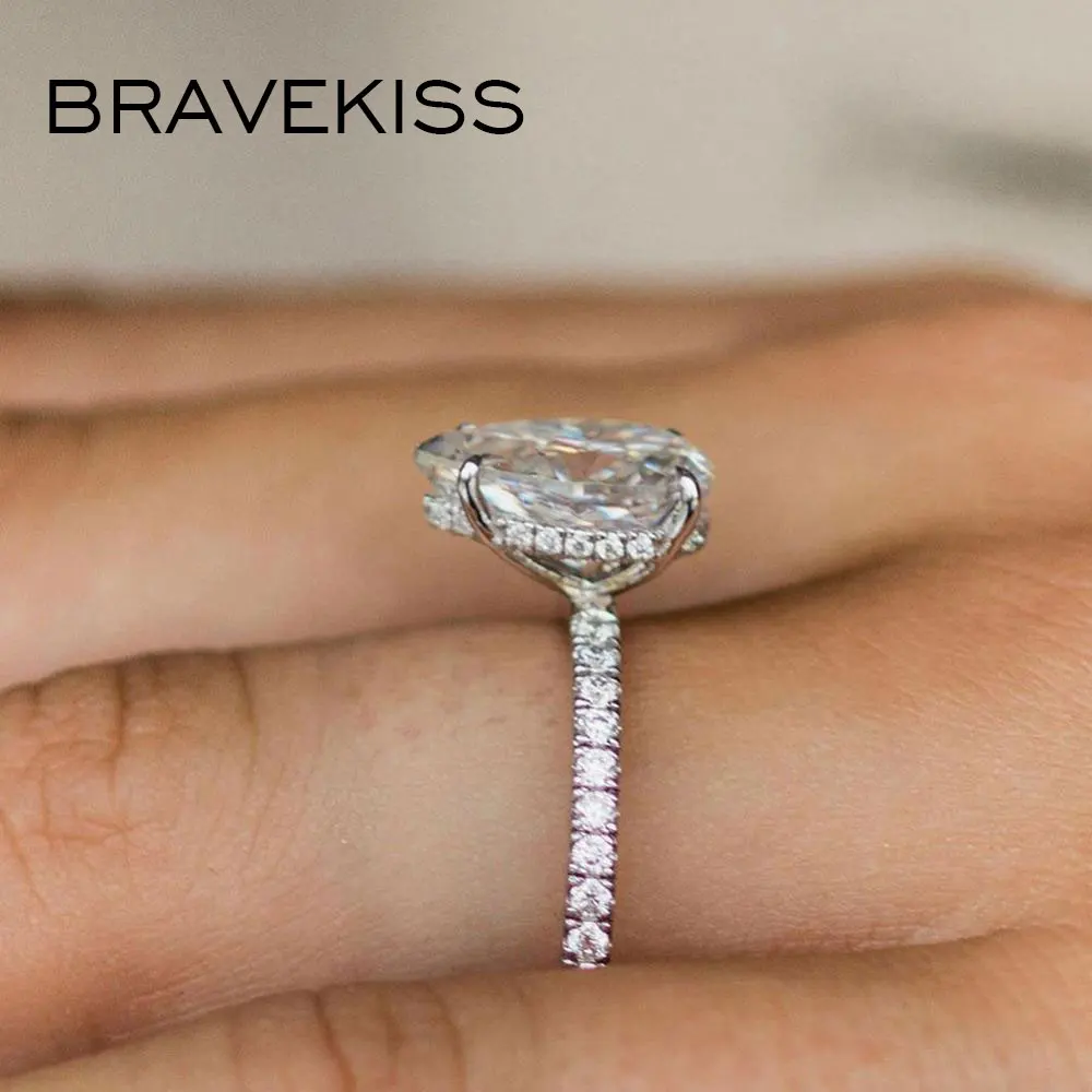 BRAVEKISS роскошные свадебные женские кольца, кубический цирконий, зубчатая установка, капля воды, кольцо для любви, boho Zircon BTs, ювелирные изделия, BUR0577A
