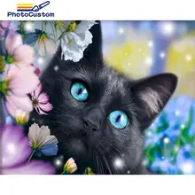 PhotoCustom Paint By Numbers Cat Animals Kit Drawing On Canvas Wall Art HandPainted Home Decor DIY Gift