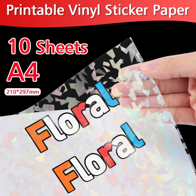 10Sheets Printable Vinyl Sticker Paper A4 Holographic Self-adhesive Copy  Paper DIY Crafts for Inkjet Printer Waterproof Paper - AliExpress