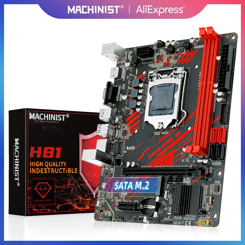 H81 Motherboard With M.2 NVMe Support - LGA 1150 Micro ATX For Intel 4th Gen Processors