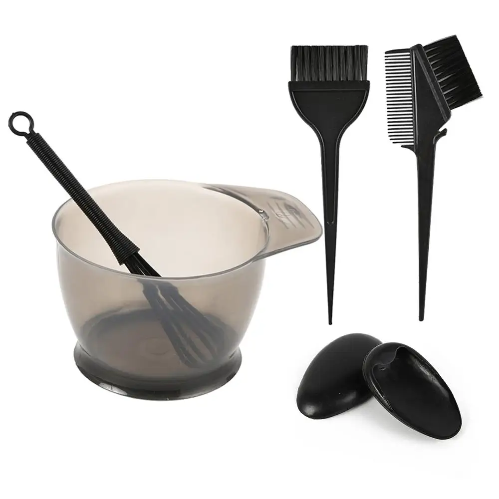 2/5pcs Hair Dye Mixing Bowl +3 Brushes + 1 Ear Shield Combo Set Plastic