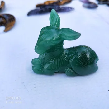 

Crystal Carved Deer And Rabbit Natural Crystal Stone Green Aventurine Reiki Rabbit Quartz Mineral Stone Carved Animal Statue