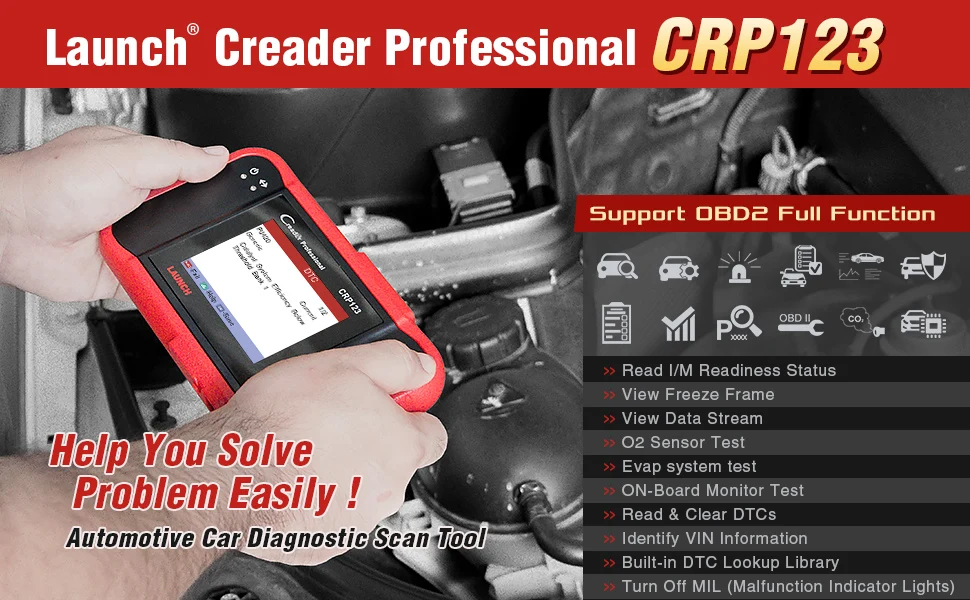 LAUNCH X431 CRP123 OBD2 автомобильный сканер ABS SRS подушка безопасности Трансмиссия двигателя автомобиля диагностический инструмент Бесплатное обновление