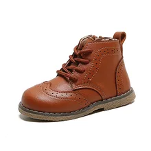 

COZULLAA 2020 Children Autumn Unisex Classic Lace-Up Boots Brogue Leather Shoes Kids Girls Boys Ankle Boots Size 21-30