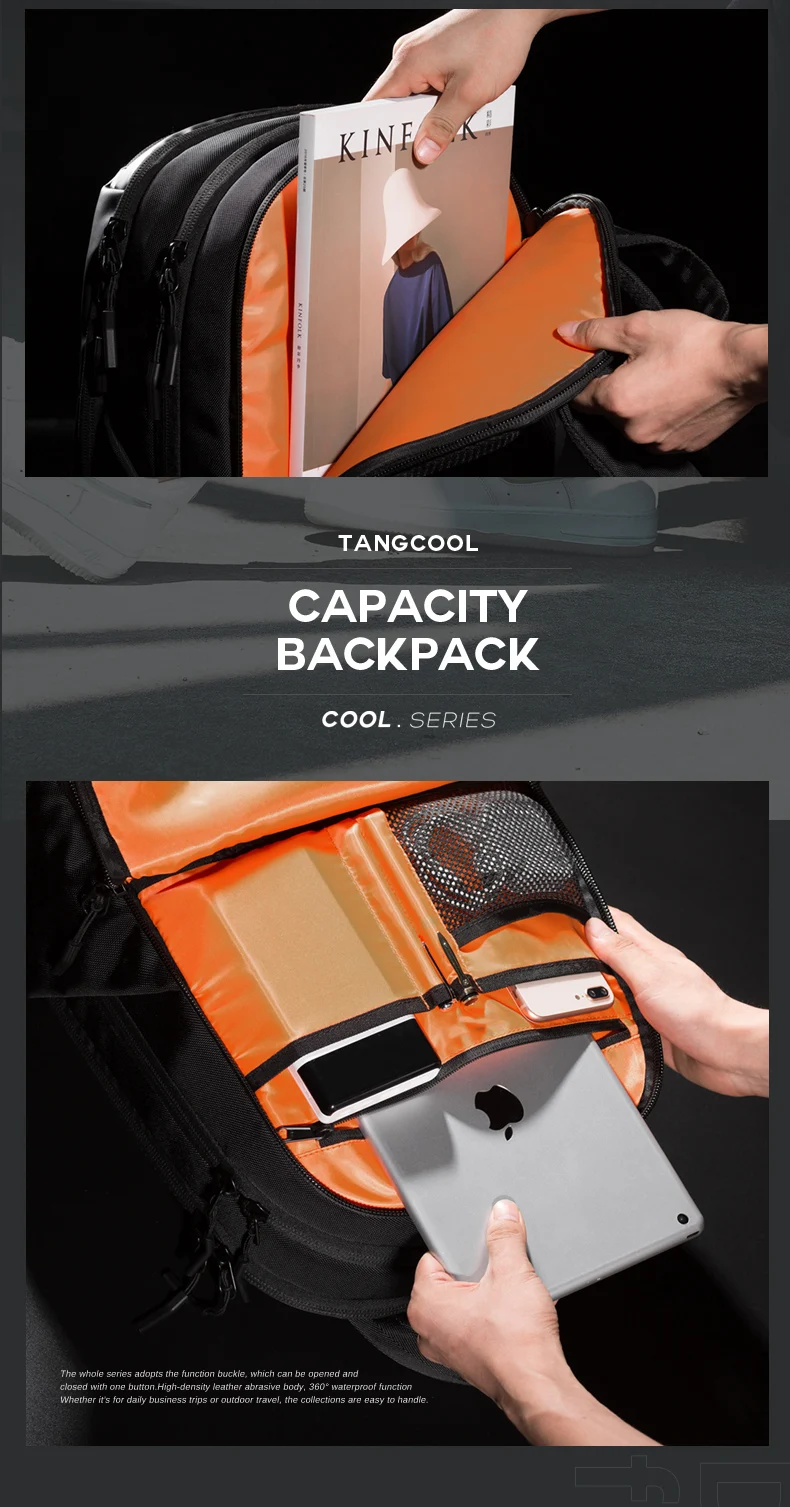TANGCOOL, мужской модный рюкзак, водонепроницаемый, 15,6 ', рюкзак для ноутбука, несколько элементов, мужской рюкзак для путешествий, повседневный школьный рюкзак