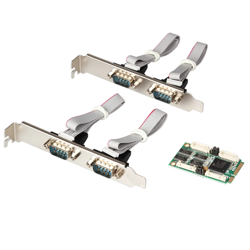  Mini pci-express de buena calidad a 4 puertos RS232 DB-9 Pin Controlador Serial industrial tarjeta 