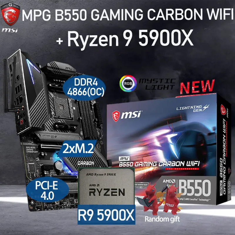 Kit MSI MPG B550 GAMING CARBON WIFI Motherboard + AMD Ryzen 9 5900X
