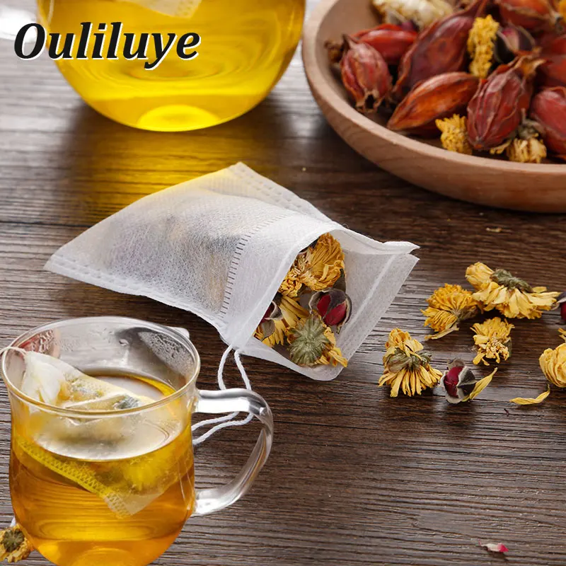 

100 Pcs/Lot Disposable Tea Bags For Puer Green Tea Filter Infuser With String Heal Seal 7x9cm Sachet Teabag Detox Flower Tea Bag