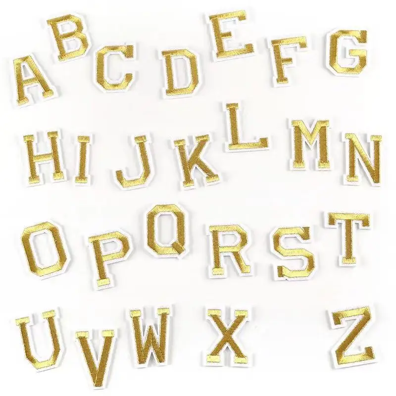 Light golden Letters Patch Alphabet Embroidered Applique Letters iron on  Patches - AliExpress