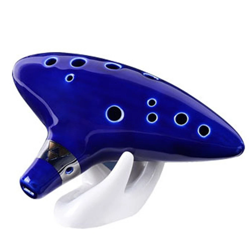 

12 Hole Ocarina Ceramic Alto tone C Ocarina Flute Blue Instrument free shipping portable wind instrument OF02