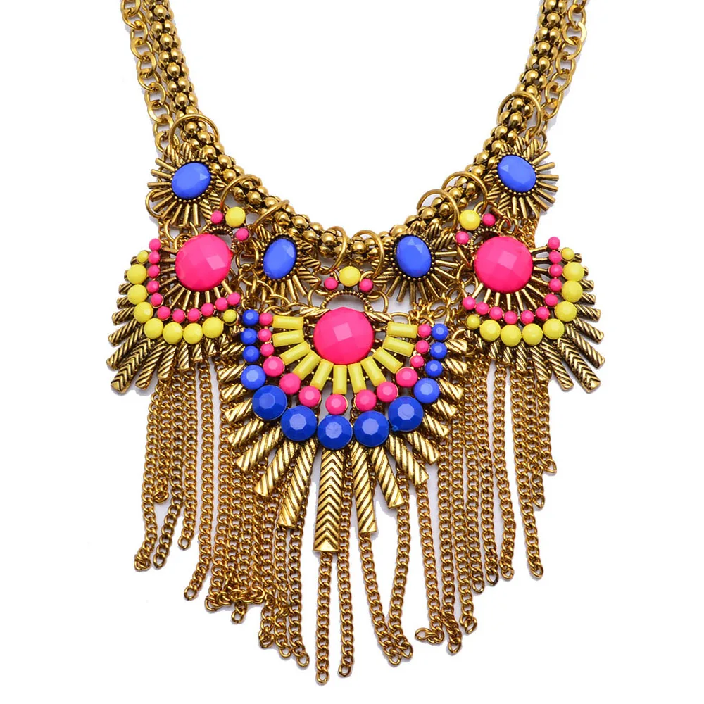 Olsen Twins Boho винтажные индийские большие массивные ожерелья с кристаллами женские ювелирные изделия ожерелье