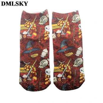 

20pairs/lot DMLSKY Cartoon Funny Socks Women Men Fashion 3D Printed Cotton Socks stockings M3663