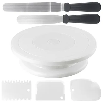 

Plastic Cake Turntable Rotating Plastic Dough Knife Decorating Cream Cake Stand Set Cake Rotary Table Kitchen Cake Baking Tools