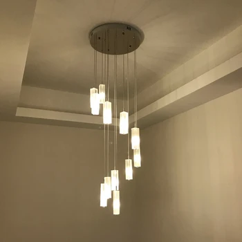 

YOOGEE Crystal Staircase Chandelier Loft Living room Stair Lights Restaurant Long Hanging Lamp LED Cristal Chandlier