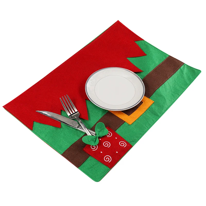 Рождественская сумка для конфет, яблок обеденный коврик холодильник ручной набор Снеговик домашний Senta набор украшений - Цвет: Placemat B
