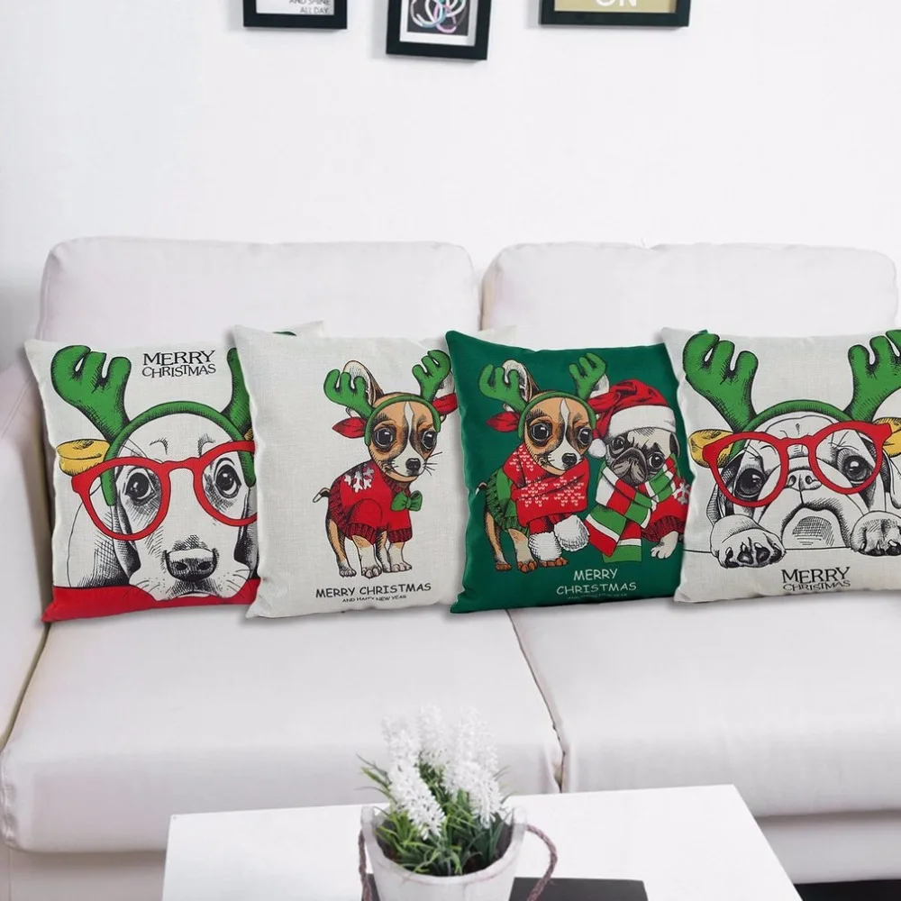 Новое поступление, милая Рождественская собака, серия, подушка, удобное сиденье, наволочка, 4 узора, наволочка, для дома, Texile
