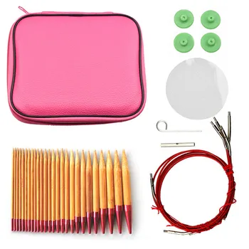 

26 Pcs Circular Knitting Needles Ring Set Interchangeable Carbonized Bamboo Needles For Knititng with Storage Bag For Women Mom