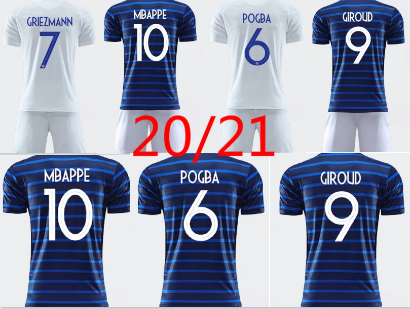 

adulto 20-21 franÃ§a camisa de futebol franÃ§a maillot de foot mtappe varane griezmann thauvin kante pogba camisa de futebol