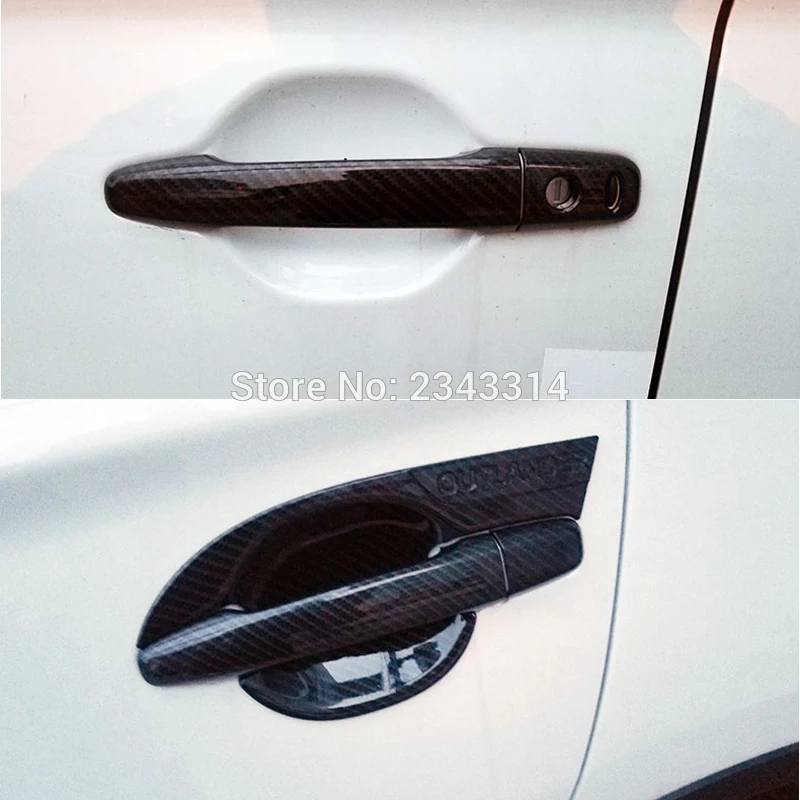 Для Mitsubishi Outlander 2013- ABS углеродное волокно хромированная дверная ручка чаша крышка протекторы аксессуары