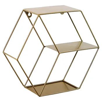 

Retro Nordic Style Metal Decorative Shelf Hexagon Shelves Home Decoration Storage Rack Potted Rack Storage Consolidation Shelf