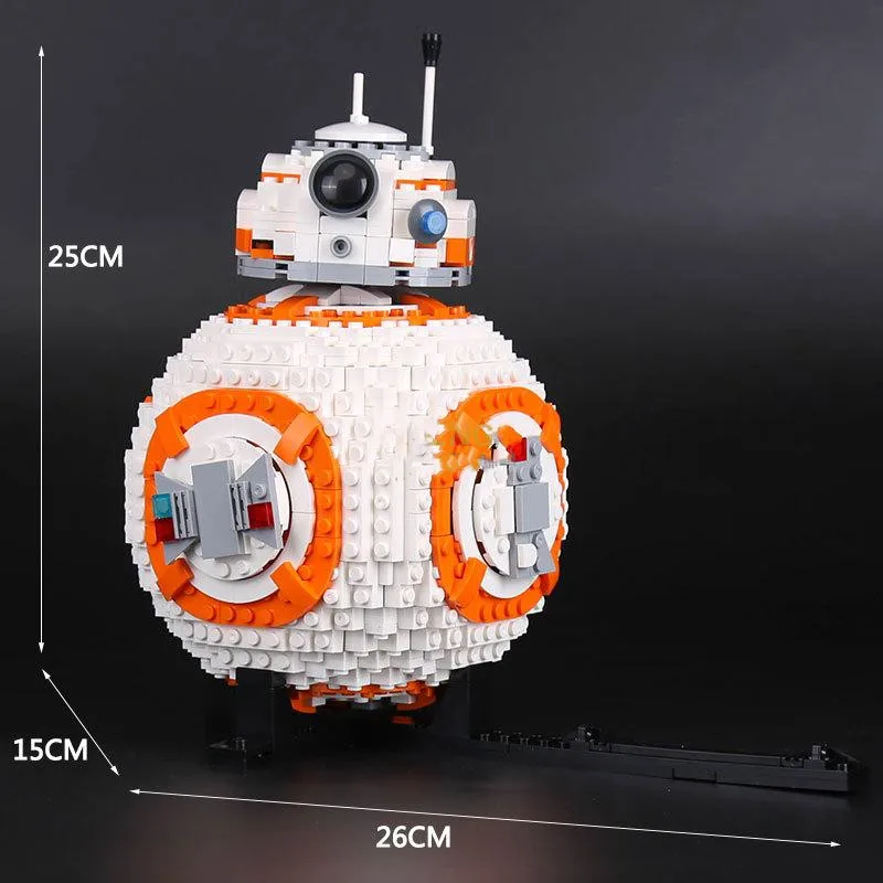 1238 шт. BB8 набор роботов из серии "Звездные войны" viv, кирпичные модели 75187, строительные блоки, игрушка "Звездные войны", развивающие игрушки для детей, подарки