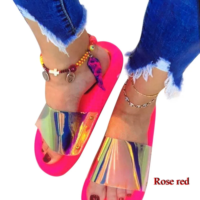 WENYUJH Для женщин домашние тапочки; сезон лето; женские шлепанцы без задника с открытыми пальцами; женская обувь; Вьетнамки, женские сандалии, пляжная обувь, шлепанцы, женская обувь - Цвет: Rose red