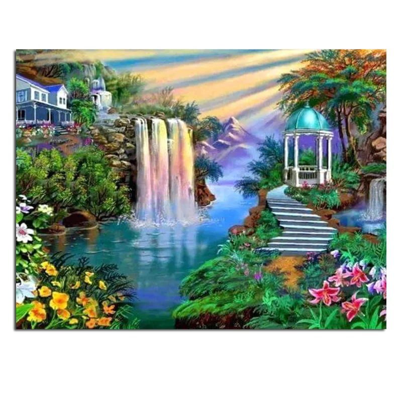 

5D DIY Diamond Painting Decor Home Full Square/Round Waterfall Diamond Embroidery Sale Mosaic Landscape Picture Of Rhinestone