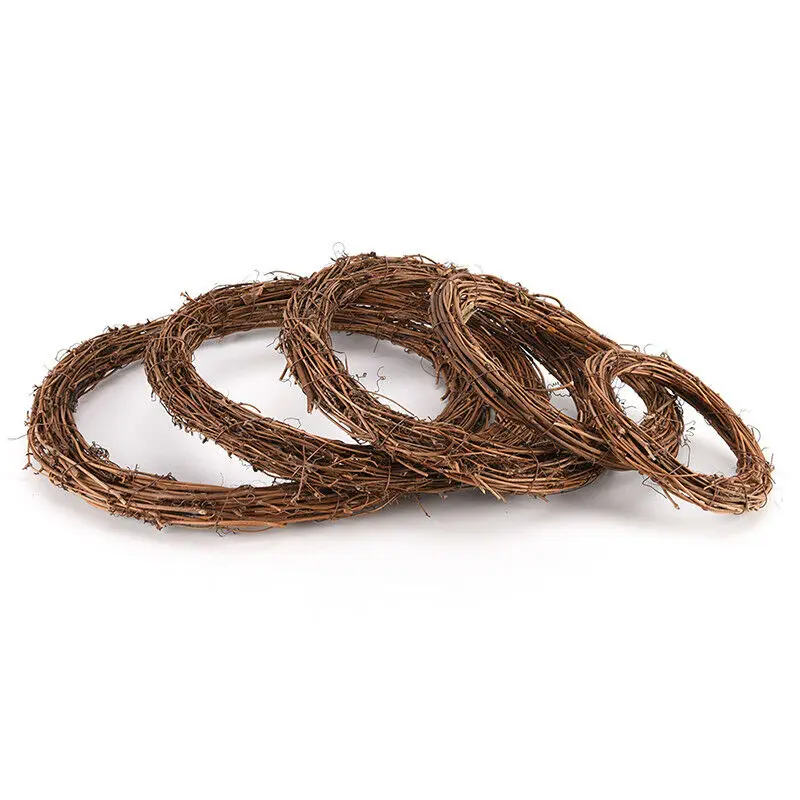 

10-35cm Dried Rattan Artificial Garland Christmas Xmas decoration Ring Tree Rattan DIY Handmade floral wreath Door Hanging
