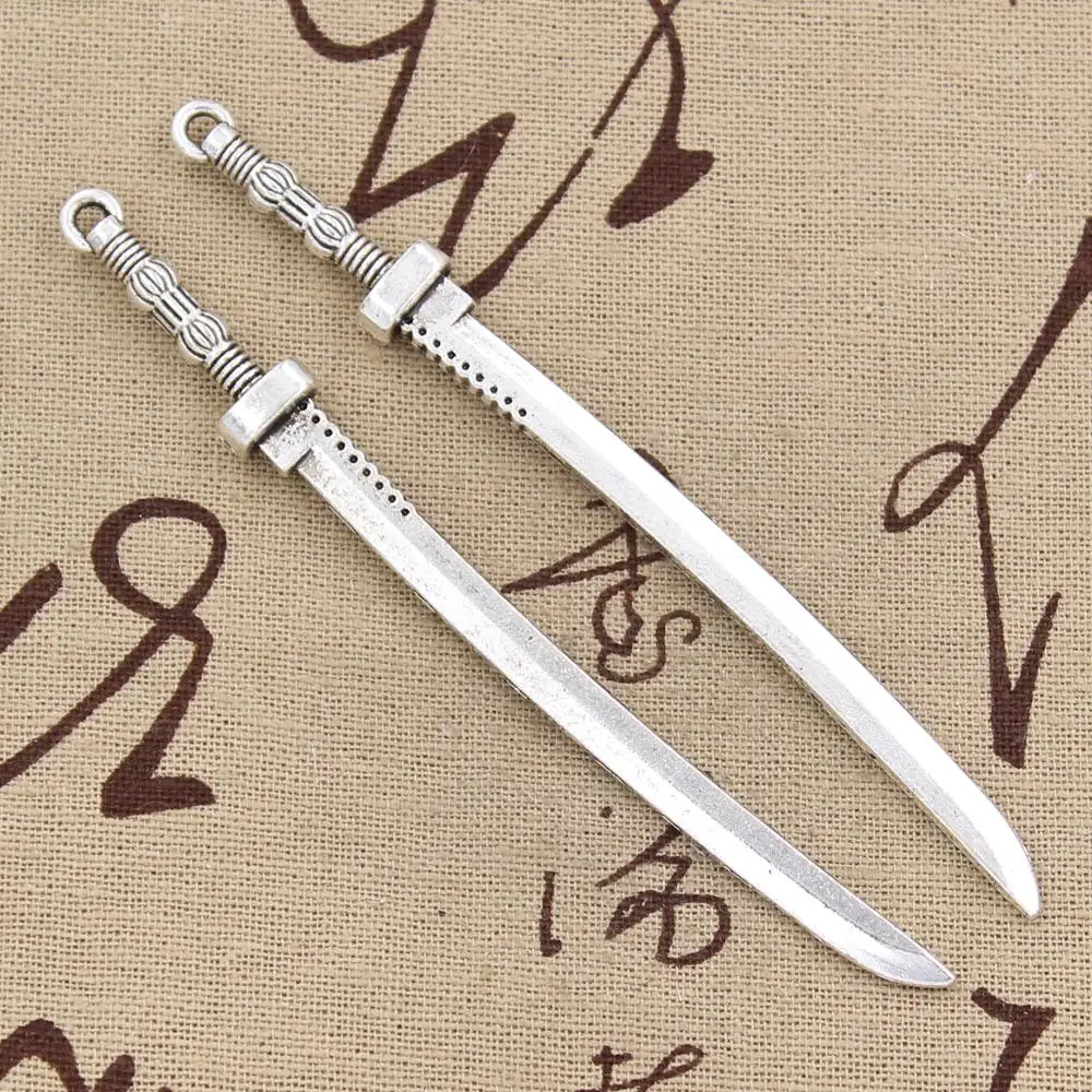 

3pcs Charms samurai sword 107x10mm Antique Silver Bronze Pendants DIY Necklace Crafts Making Findings Handmade Tibetan Jewelry