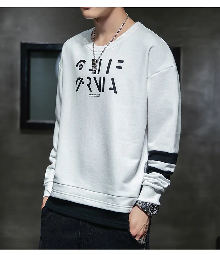El Barco осенние мужские худи толстовки с принтом хлопок хип хоп Уличная белая мужская верхняя одежда пальто мягкий синий желтый пуловер рубашка 4XL