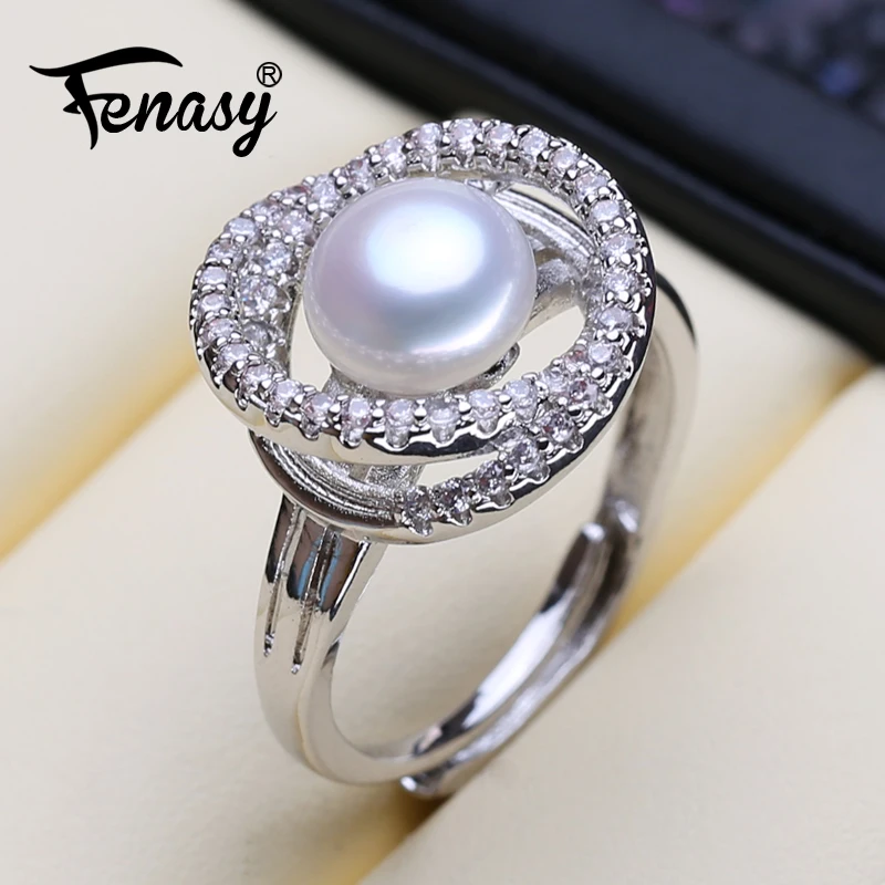 Женское серебряное кольцо FENASY кольца с натуральным пресноводным жемчугом
