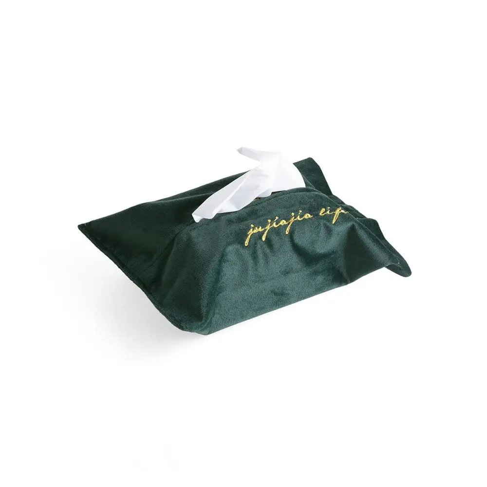 1 шт. бархатная коробка для салфеток, раздатчик салфеток, сумка для хранения, бумажный держатель, чехол для салфеток, настольный органайзер, украшение - Цвет: Зеленый