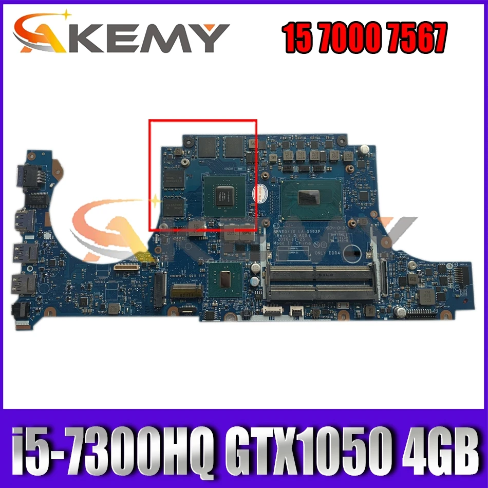 LA-D993P MB для DELL Inspiron 15 7000 7567 материнская плата ноутбука CN-0JG23N 0JG23N с i5-7300HQ GTX1050 4GB-GPU 100%