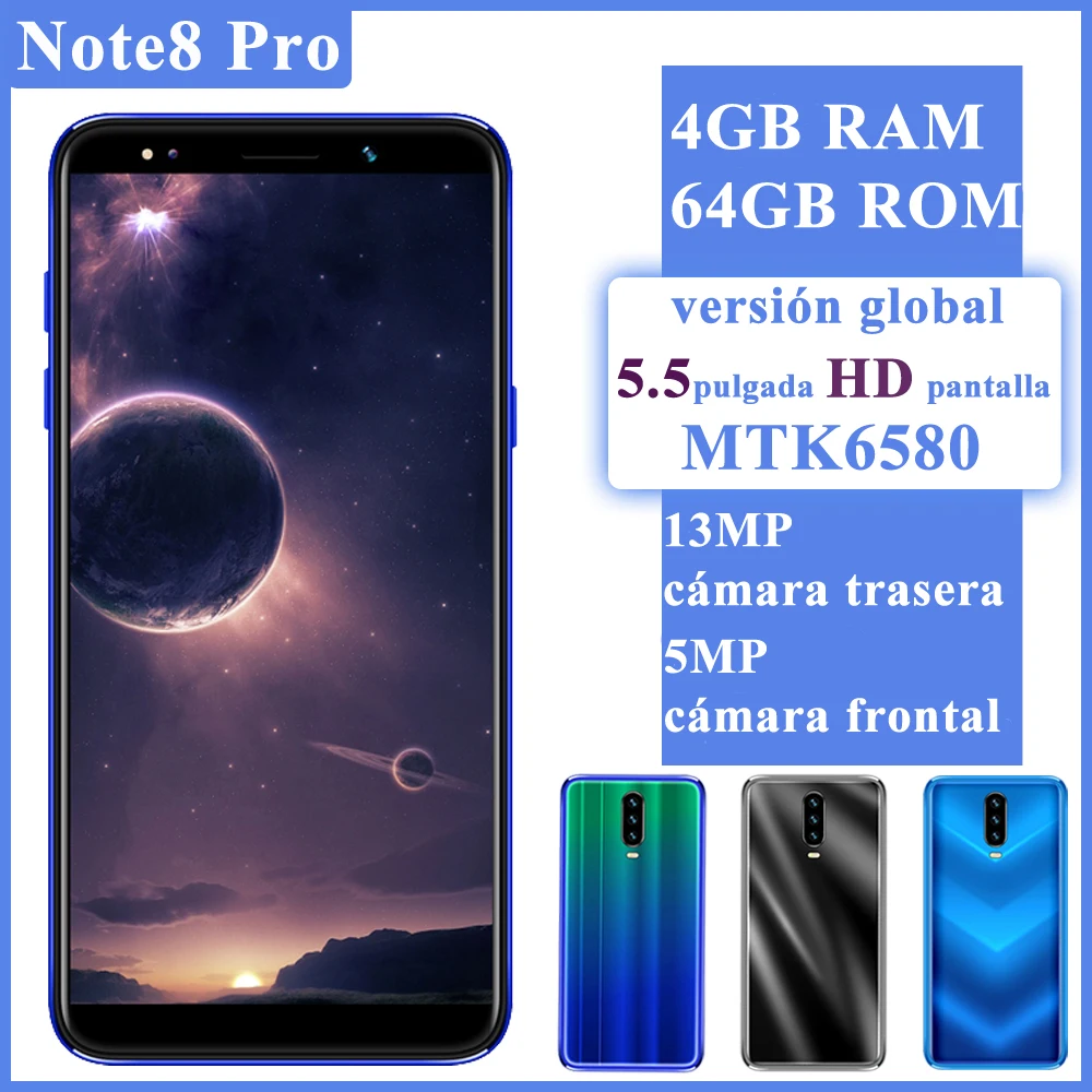 Мобильный телефон Android Note8 Pro 4 гб + 64 MTK680 четыре ядра разблокированный смартфон с