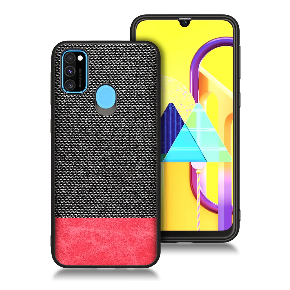 black with red Для Galaxy M30s чехол, роскошный тканевый тонкий противоударный чехол с защитой от царапин для samsung Galaxy M30s A70s A20s Cqoue - Цвет: black with red
