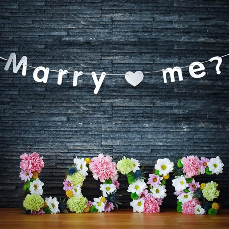 

2018 Popular Will You Marry Me Wedding Lover Exquisite Proposal Engagement Party Banner Sign Flags