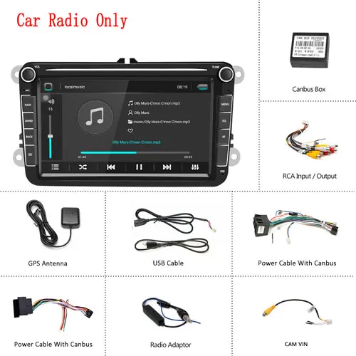 Podofo 2din Автомагнитола Android 8,1 для VW/Volkswagen/Golf/Polo/Passat/b7/b6/SEAT/leon/Skoda " дюймов 2 DIN gps Wifi SD Авто Стерео - Цвет: Without Camera