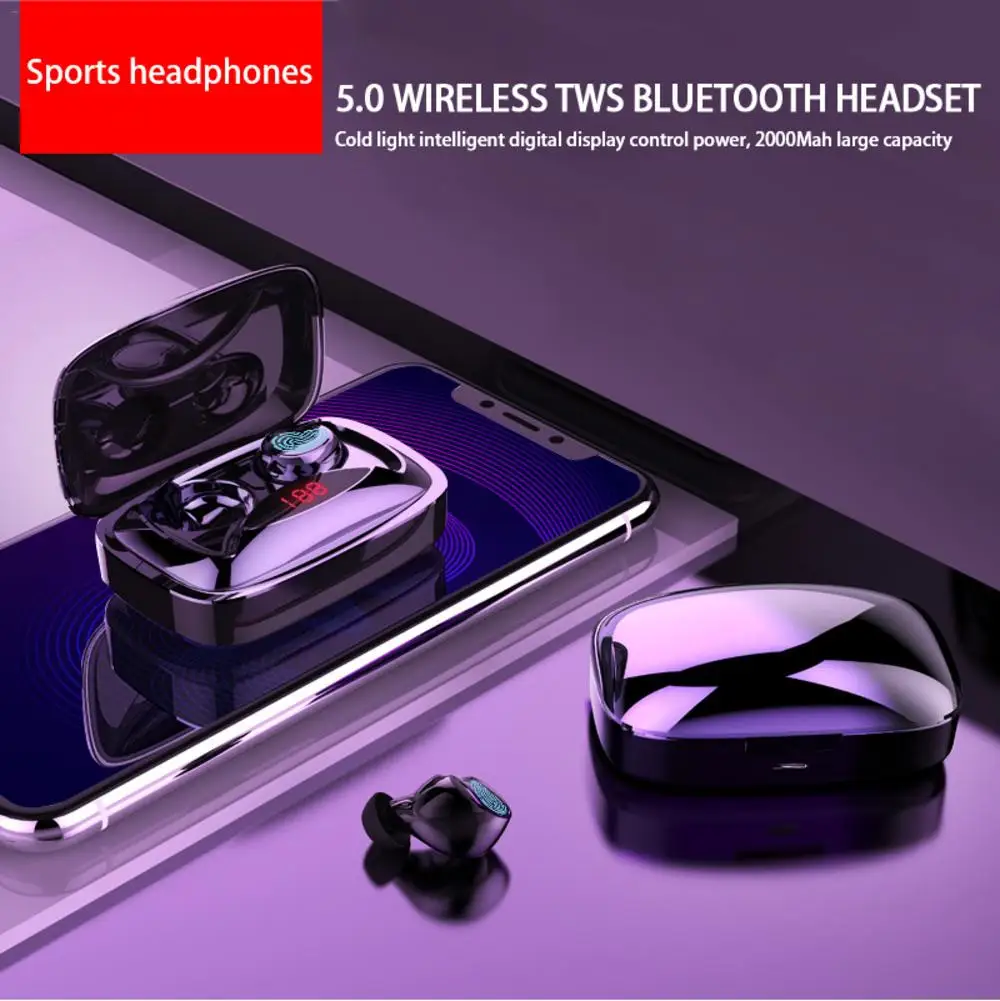 

High Quality Wireless Bluetooth Headphones Waterproof Touch Headset With Intelligent Digital Display Sports Earphone