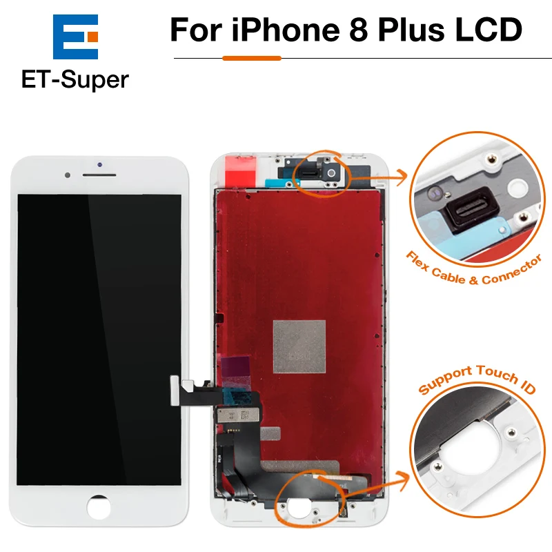 50 шт./лот DHL класса AAA+++ lcd Pantalla для iphone 8 Plus дисплей дигитайзер в сборе с 3D сенсорными запасными частями+ стекло