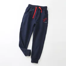 Одежда в Корейском стиле для больших мальчиков; спортивные брюки для мальчиков с вышивкой в виде динозавра; Новинка года; сезон осень; модель K9748