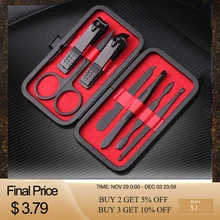 7 шт. черная машинка для стрижки ногтей из нержавеющей стали триммер Набор для ухода за ушами маникюрный педикюр ножницы пинцет Комплект инструментов для маникюра