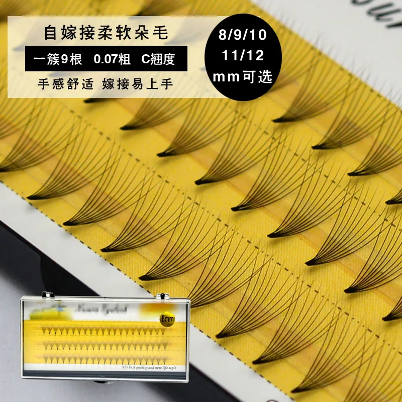 

0.07 C Curl Faux Mink Eyelashes 9D Pre-made Lashes Fans Natural Long Individual Eyelash Extensions