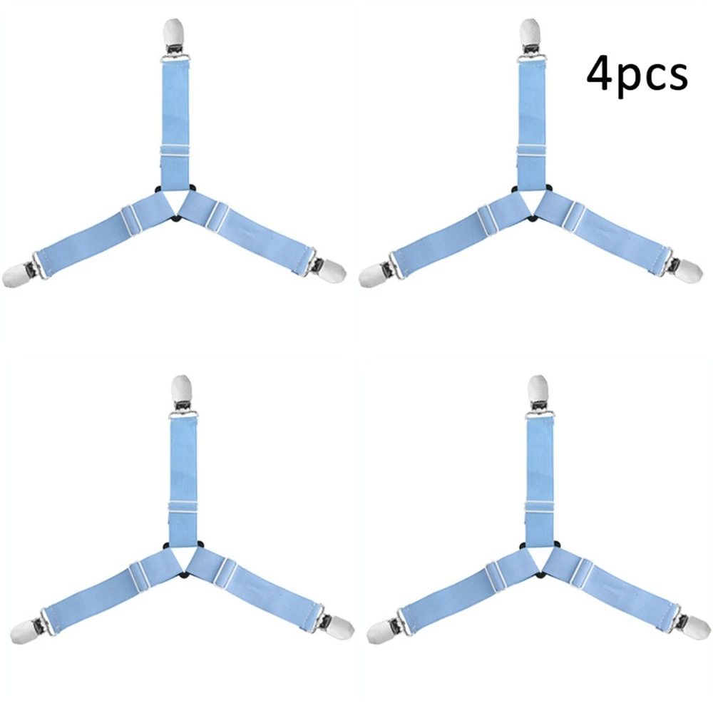 4 шт. эластичный держатель простыни зажимы кровать захват Регулируемый Крепежный ремень постельные принадлежности крепеж для кровати подушки простыни матрас - Цвет: 4PCS Blue
