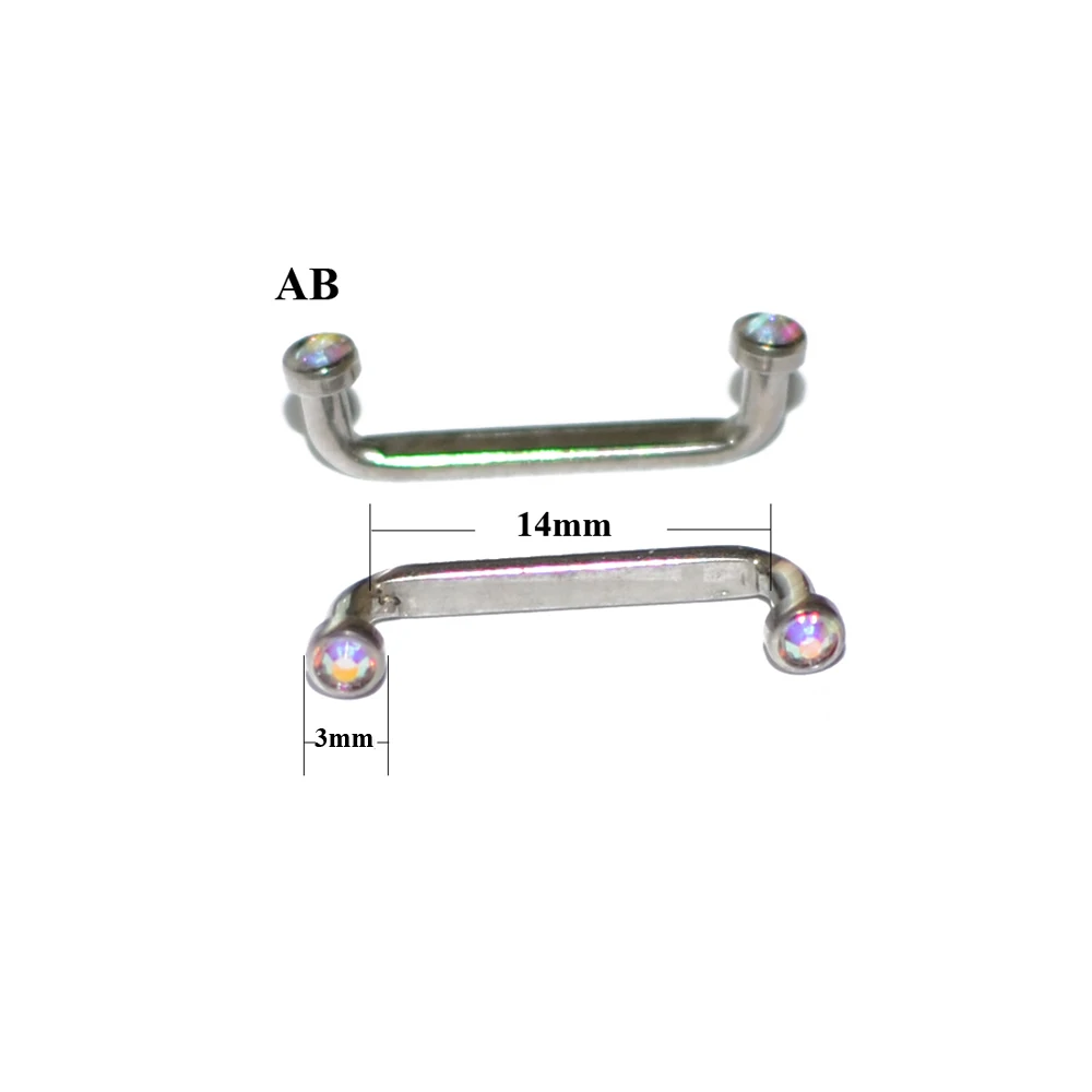 1 шт., G23, титановая и кристальная поверхность драгоценного камня, внутренняя нить, пирсинг штанги, 14 г, серебро, микро Кожный Якорь, пирсинг, ювелирные изделия для тела