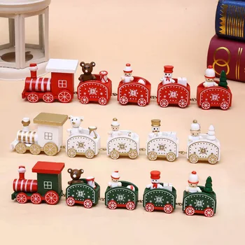 

Christmas Decorations, Five Small Trains, Cartoon Children's Gifts, Wooden Window Decorations Decoracion Navidad
