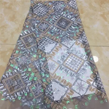 

Multicolor African Sequins Net Lace Fabric 2019 High Quality French Mesh Lace Fabric Nigerian Tulle Lace Fabrics For Wedding