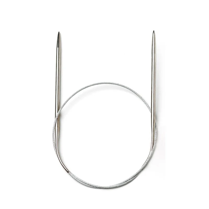 Aguja de tejer para suéter, anillo de acero inoxidable, Kits de costura Circular, herramienta de punto DIY, 43/60/80cm - Imagen 2